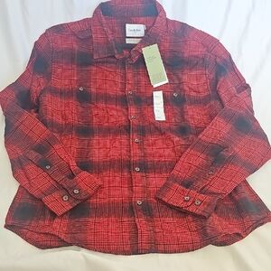 Goodfellow & Co Red and Black Flannel Casual Shirt